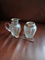 Antieke draadglas melk kannetje en lepelvaasje, Antiek en Kunst, Ophalen