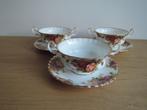 Royal Albert Old Country Roses 3 soepkommen met schotel, Ophalen of Verzenden