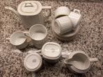 Vintage koffie thee servies 6 personen wit goud, Antiek en Kunst, Antiek | Servies compleet, Ophalen of Verzenden