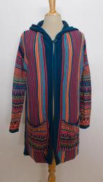 Halflang print vest met capuchon van Kooi! L/XL, Kleding | Dames, Truien en Vesten, Verzenden, Gedragen, Maat 42/44 (L), Blauw