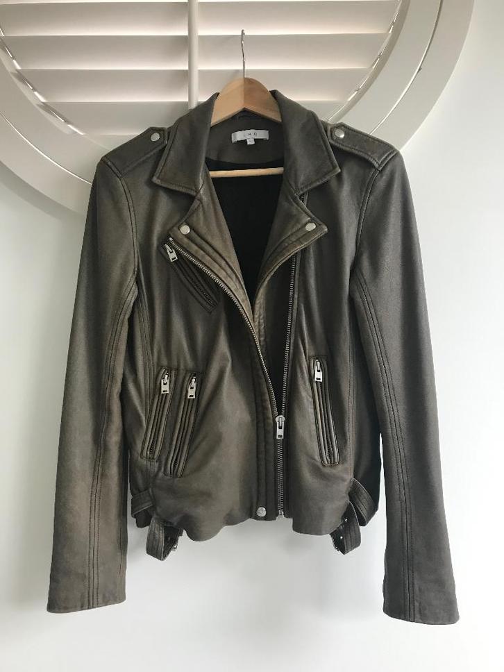 IRO lederen biker jack (Nieuw), Kleding | Dames, Jassen | Winter, Nieuw, Maat 38/40 (M), Groen, Ophalen of Verzenden
