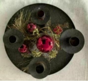 Schaal 4 kaarsenhouders, advent; adventsschaal, kerstschaal beschikbaar voor biedingen