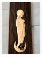 Vintage Maria Jezus plaquette hout ondergrond kunststof ‘60, Antiek en Kunst, Ophalen of Verzenden