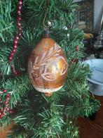 antieke kerstbal nr 306 model oranje bruin gesuikerde klokje, Diversen, Kerst, Ophalen of Verzenden, Gebruikt