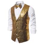 Heren gouden glitter gilet giletje feest party kostuum, Verzenden, Nieuw, Carnaval, Kleding