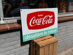 Vintage Coca-Cola emaille Reclamebord - Buvez!, Reclamebord, Gebruikt, ., Ophalen of Verzenden