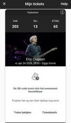 2x tickets Eric Clapton 24-6-26 Ziggo Dome, Tickets en Kaartjes, Concerten | Pop, Twee personen