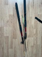 2 Uitschuifbare Vishengels 2.70m + 3 Bovenstukken, Watersport en Boten, Ophalen of Verzenden, Gebruikt, Werphengel
