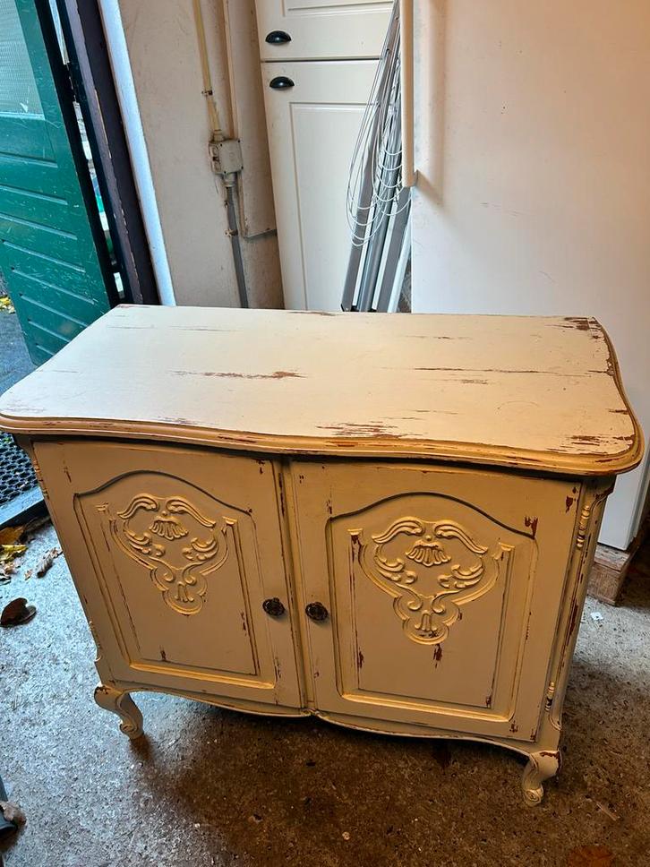 Crème Buikkastje in Oud Look - 80x90x45cm, Huis en Inrichting, Kasten | Buffetkasten, Gebruikt, Minder dan 100 cm, 50 tot 100 cm