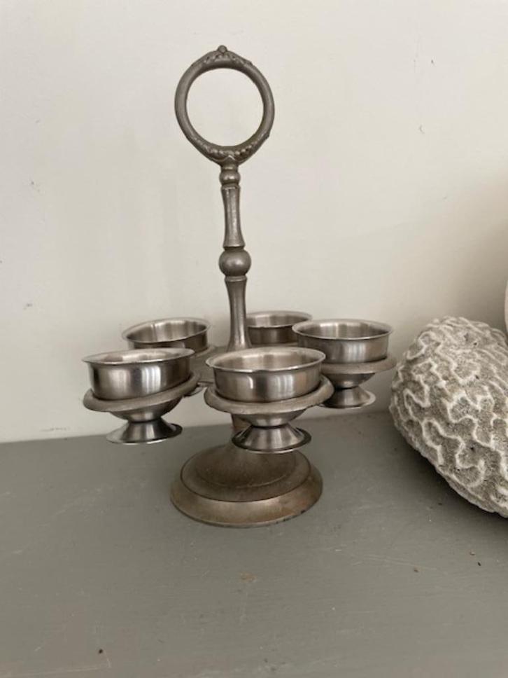 Vintage caroussel met 5 eierdopjes. Art Nouveau., Huis en Inrichting, Keuken | Servies, Zo goed als nieuw, Overige typen, Overige stijlen