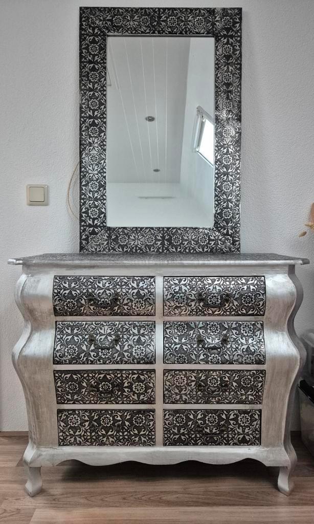 Ladekastje met bijpassende spiegel, Huis en Inrichting, Kasten | Ladekasten, Gebruikt, Minder dan 100 cm, 50 tot 100 cm, 25 tot 50 cm