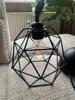 Zwart metalen lamp, Huis en Inrichting, Lampen | Lampenkappen, Ophalen, Gebruikt, Zwart, Rond