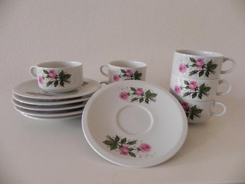 Villeroy & Boch kopjes roze roosjes met gipskruid vintage, Antiek en Kunst, Antiek | Servies los, Ophalen