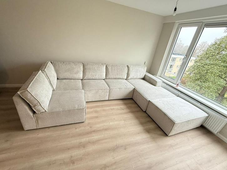 U - bank ribstof (NIEUW), Huis en Inrichting, Banken | Complete zithoeken, Zo goed als nieuw, Ophalen