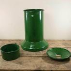 Groen emaille vintage staande asbak uit Bulgarije, Antiek en Kunst, Ophalen of Verzenden