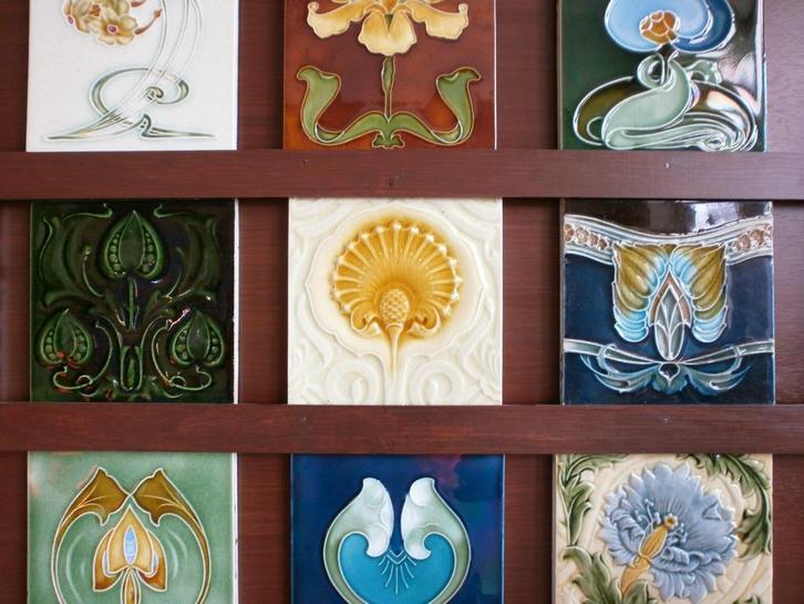 Art nouveau / Jugendstil tegels, Antiek en Kunst, Antiek | Wandborden en Tegels, Ophalen of Verzenden