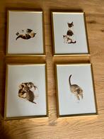 Francien katten schilderijtjes, Huis en Inrichting, Minder dan 50 cm, Metaal of Aluminium, Ophalen of Verzenden, Zo goed als nieuw