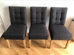 Stoelen 3x Bruin gestoffeerd, gecapitonneerde rugleuning, Huis en Inrichting, Ophalen, Zo goed als nieuw, Bruin