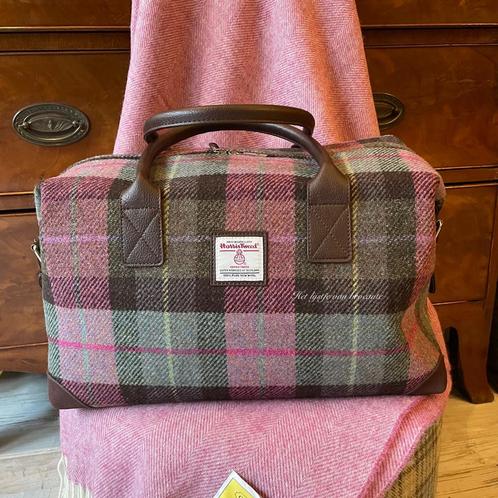Schotse Harris Tweed overnight bag / weekendtas MacLeod pink, Sieraden, Tassen en Uiterlijk, Tassen | Reistassen en Weekendtassen