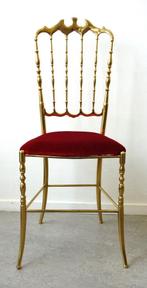 Vintage Chiavari stoel Hollywood Regency messing 1 van 2, Huis en Inrichting, Stoelen, Ophalen, Gebruikt, Vintage design brass Chiavari stoel messing Regency Mid-Century