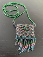 Vintage amulet glaskralen ketting handmade, Ophalen of Verzenden, Zo goed als nieuw, Overige materialen
