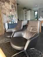 2 Moderne lederen fauteuils, Huis en Inrichting, Fauteuils, Ophalen, Gebruikt, Minder dan 75 cm, Leer