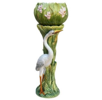 Art Nouveau Majolica Piedestal / Zuil met bloempot.  beschikbaar voor biedingen