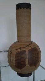 Jaren 70 vloervaas Germany Sgrafo Peter Müller BRUIN 50CM, Ophalen of Verzenden