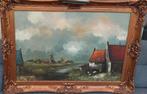 Schilderij met Hollands Landschap in Lijst, Antiek en Kunst, Kunst | Schilderijen | Klassiek, Ophalen of Verzenden
