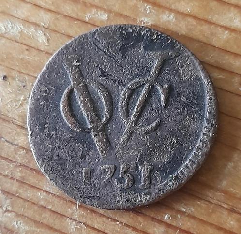 VOC duit Holland 1751 (lot 2), Postzegels en Munten, Munten | Nederland, Losse munt, Overige waardes, Vóór koninkrijk, Ophalen of Verzenden