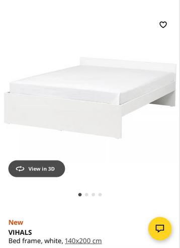 Wit Ikea Bed + Lattenbodem (evt. Matras) - afbeelding 1