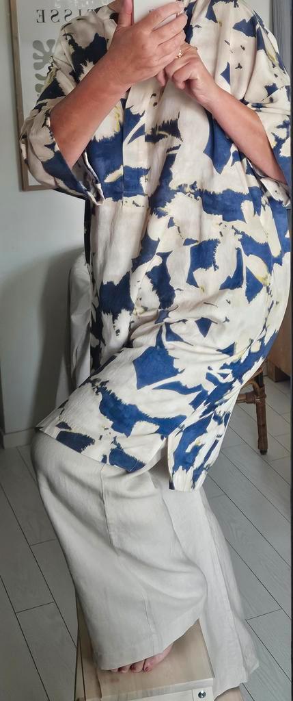 Kyra linnen broek, Kleding | Dames, Broeken en Pantalons, Zo goed als nieuw, Maat 46/48 (XL) of groter, Groen, Lang, Ophalen of Verzenden