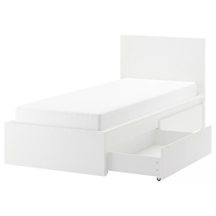 IKEA Malm Bed 90x200 met Lades & Lattenbodem, Huis en Inrichting, Slaapkamer | Bedden, Gebruikt, Eenpersoons, 90 cm, 200 cm, Hout