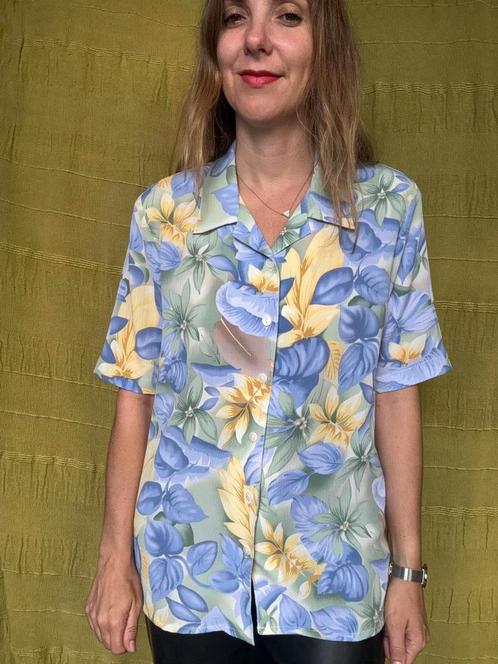 Vintage blouse, maat 42/XL - bloemenprint - strijkvrij - 90s, Kleding | Dames, Blouses en Tunieken, Zo goed als nieuw, Maat 42/44 (L)