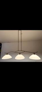 Eettafel lamp met melkglazen kappen, Huis en Inrichting, Lampen | Hanglampen, Ophalen, Zo goed als nieuw, 75 cm of meer