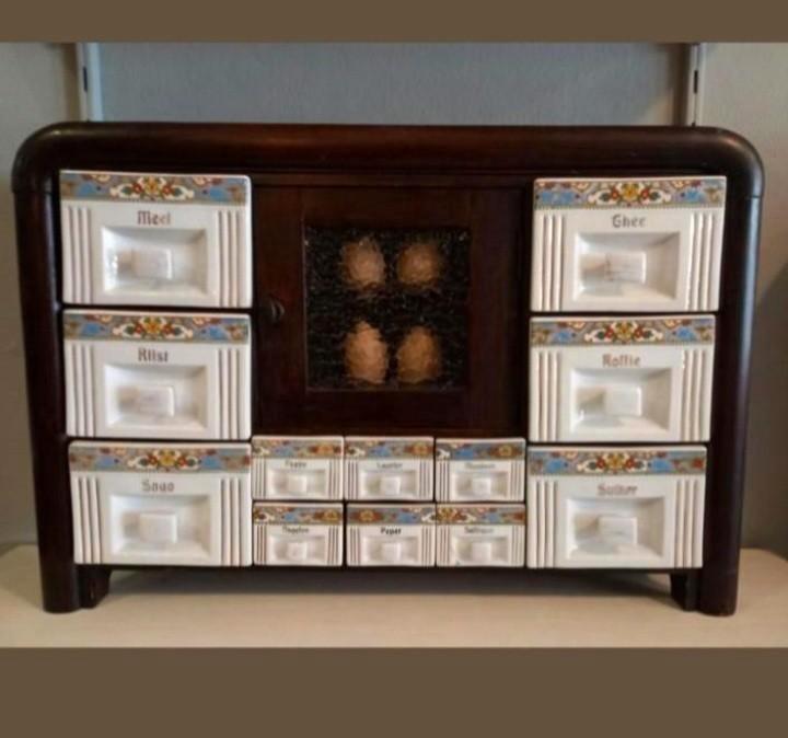 Brocante kruidenkast - kruidenkastje, Huis en Inrichting, Woonaccessoires | Overige, Gebruikt, Ophalen of Verzenden