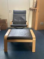 ikea poang fauteuil met voetenbank, Ophalen, Gebruikt, 50 tot 75 cm, Hout