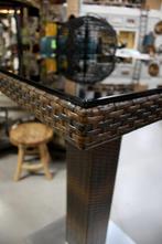 Vierkante bartafels statafel rvs wicker glas terras horeca, Ophalen, Zo goed als nieuw