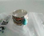 Brede ring kleur zilver brons turquoise mt 18,5, Sieraden, Tassen en Uiterlijk, Ringen, 18 tot 19, Nieuw, Dame, Zilver