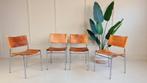 Martin Visser SE06 Eetkamerstoelen - 4 stuks, Huis en Inrichting, Stoelen, Gebruikt, Bruin, Ophalen of Verzenden, Metaal