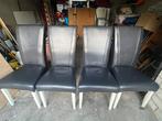 Eetkamerstoelen 4 stuks, Huis en Inrichting, Stoelen, Ophalen, Gebruikt, Blauw, Leer
