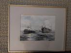 Gesigneerd scheepvaart schilderij met sleepboot, Ophalen