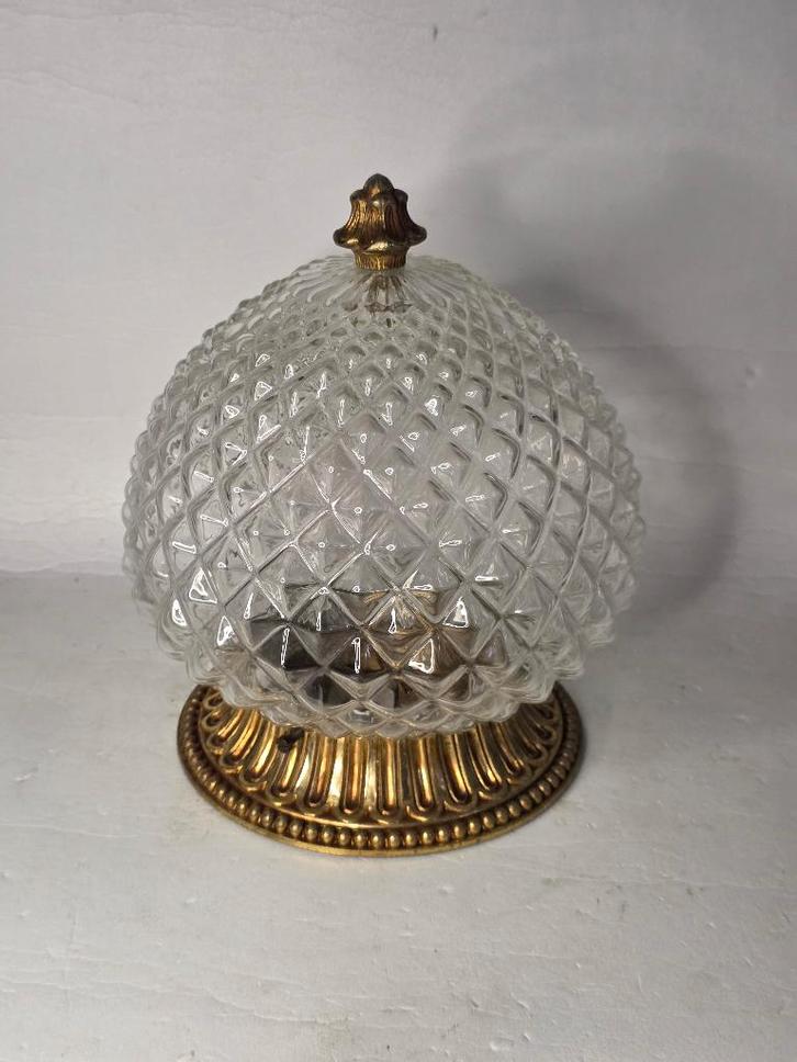 Kristal& messing plafondlamp, Huis en Inrichting, Lampen | Plafondlampen, Gebruikt, Ophalen of Verzenden