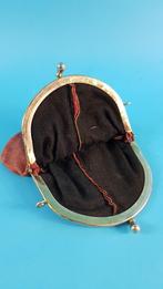 Vintage portemonnee / tasje, bruin leer met knipsluiting 6B6, Tweedehands verkoop, Tweedehands verkoop, Gebruikt, Bruin