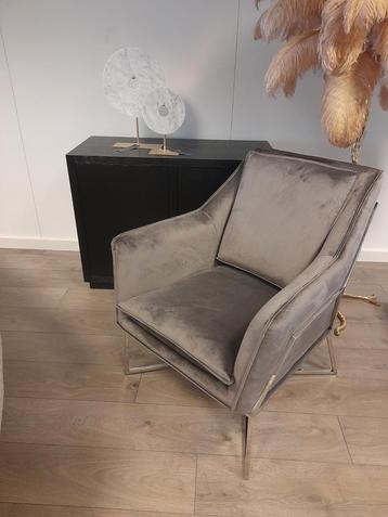 Richmond Aurelia fauteuil grijs velvet met zilver