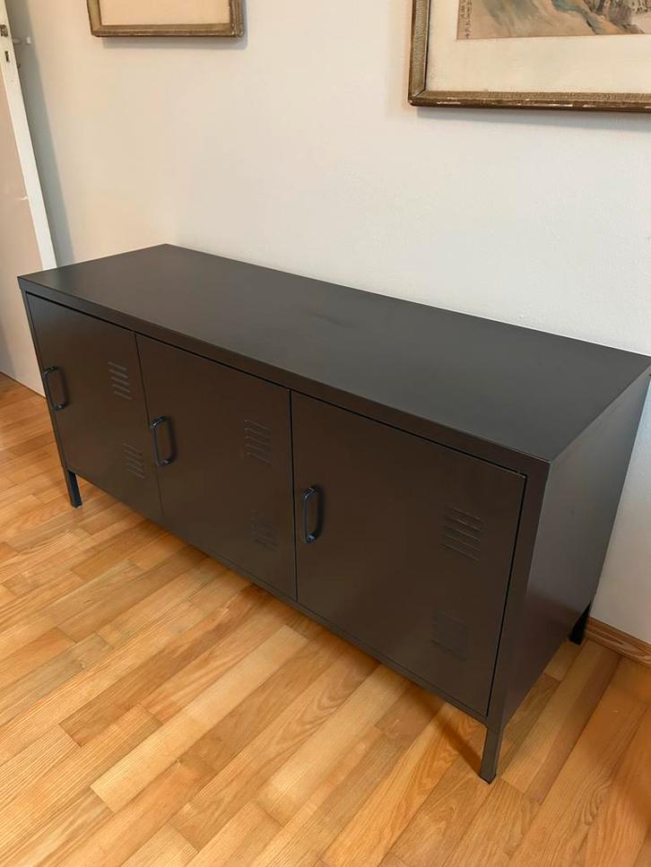 Antraciet metalen kastje Viborg - Leenbakker, Huis en Inrichting, Kasten | Dressoirs, Zo goed als nieuw, 100 tot 150 cm, 25 tot 50 cm