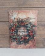 Vintage look kerst-kaart met kerstkrans, Ophalen of Verzenden, 1980 tot heden, Ongelopen, Feest(dag)