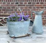 Brocante oud zinken mopemmer / dweilemmer op wieltjes, Ophalen of Verzenden