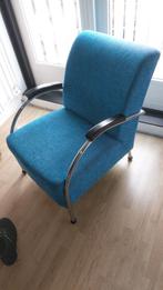 Design fauteuil Blauw / Chroom, Huis en Inrichting, Zo goed als nieuw, Ophalen