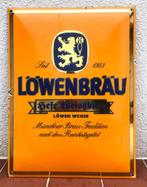 Lowenbrau vintage emaille, Verzamelen, Biermerken, Ophalen of Verzenden, Gebruikt, Reclamebord, Plaat of Schild, Overige merken